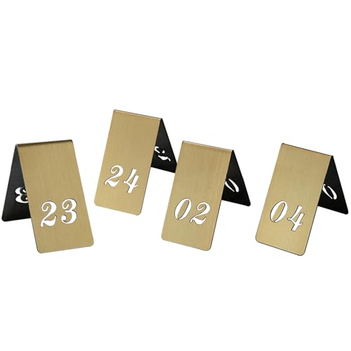 Tischnummernkarten aus Edelstahl (1–100) – Zelt-Stil, perfekt für Restaurants, Cafés, Bars und Hochzeiten – 6 x 3,5 cm Lebensmittel-Service, Tischnummern, Zelte von Generisch