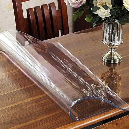 Tischschutz, transparente Kunststoff-Tischabdeckung, 80 x 135 cm, strapazierfähiger 2 mm transparenter PVC-Schutz für Esszimmertische von Generisch