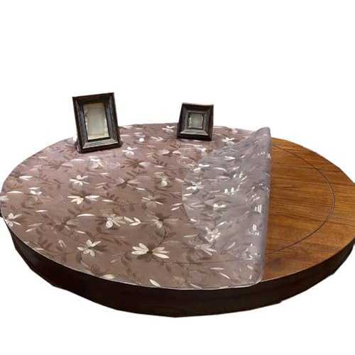 Tischschutzmatte für Küche und Esszimmer, wasserdicht, öldicht, PVC-Abdeckung, rund, transparent/mattiert, 70 cm Durchmesser von Generisch