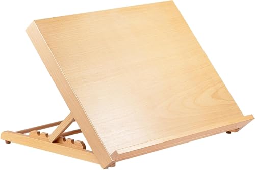 Tischstaffelei aus Buchenholz - Verstellbar in 5 Winkeln (bis 80°), 30x41 cm - Faltbare Staffelei mit rutschfesten Füßen, als Zeichenbrett & Präsentationsständer (1,5 kg) von Generisch