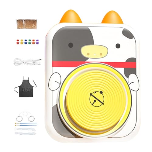 Töpferscheibe, Töpferscheibe für Kinder - USB-Keramik-Scheiben-Set mit Kuh-Design - Elektrische Töpfer-Tonscheibe für Kinder, Familie, Freunde, Tierformen Töpferscheibe, Töpferscheibe für Kinder - USB-Keramik-Scheiben-Set mit Kuh-Design - Elektrische Töpfer-Tonscheibe für Kinder, Familie, Freunde, Tierformen von Generisch
