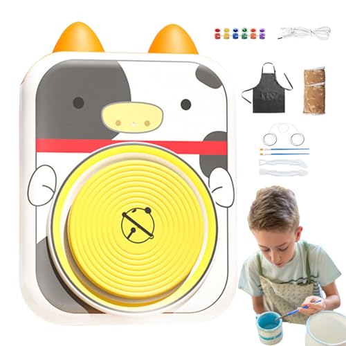 Töpferscheibe - USB Keramikrad Töpferscheibe Kit mit Kuh-Design - Elektrisches Tonrad Töpferei Kit für Kinder jeden Alters, Zuhause und Schule, Freunde Töpferscheibe - USB Keramikrad Töpferscheibe Kit mit Kuh-Design - Elektrisches Tonrad Töpferei Kit für Kinder jeden Alters, Zuhause und Schule, Freunde von Generisch