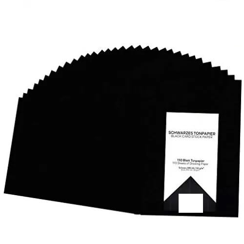 Tonpapier Schwarz A4 130g/m² - 110 Blatt schwarzes Papier - Tonzeichenpapier Bastelpapier - Fest und Stabil - Zeichenpapier Scherenschnittpapier - Schwarze Pappe Tonpapier Schwarz A4 130g/m² - 110 Blatt schwarzes Papier - Tonzeichenpapier Bastelpapier - Fest und Stabil - Zeichenpapier Scherenschnittpapier - Schwarze Pappe von Generisch