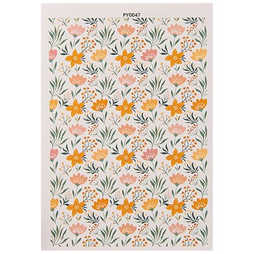 Tontransferblätter, Tontransferpapier | Blumenstöpelblätter - Rustikale handgefertigte Blumenabziehbilder Wasserlösliches farbenfrohe Transferpapier für Handwerk Keramik Keramik Erwachsene Porzellan von Generisch