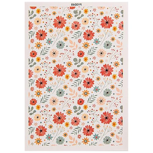 Tonübertragungspapier, Keramikübertragungspapier - Blumenstöpferabziehbilder,Wasserlösliches Transferpapier rustikale farbenfrohe Blumenabziehbilder handgefertigt für Ohrringe Handwerk Keramik Schmuck von Generisch