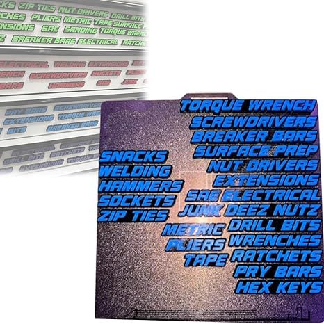 Toolbox Drawer Tags, 22-Piece Magnetic Labels for Tool Chest Organization, 3D Printed PLA+ Tags with Strong N52 Magnets,Reusable Drawer Tags, Fits All Steel Tool Boxes,Cabinets,Drawers (Blue) von Generisch