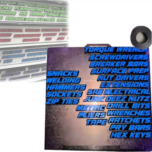 Toolbox Drawer Tags, 23PCS 3D Magnetic Tool Box Labels - Reusable Organization Stickers with Strong Magnets & Easy-Read Printing for Quick Drawer Identification (Blue) von Generisch
