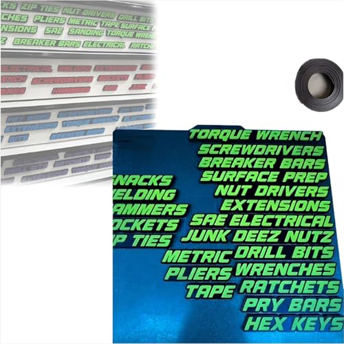Toolbox Drawer Tags, 23PCS 3D Magnetic Tool Box Labels - Reusable Organization Stickers with Strong Magnets & Easy-Read Printing for Quick Drawer Identification (Green) von Generisch