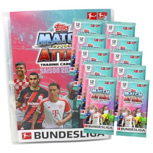 Topps Match Attax Bundesliga Karten 2023-2024 - 1 Mappe + 10 Booster Sammelkarten von Generisch