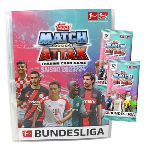 Topps Match Attax Bundesliga Karten 2023-2024 - Sammelkarten - Auswahl (1 Mappe + 2 Booster) von Generisch