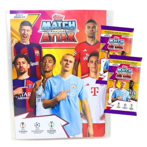 Topps Match Attax Karten Champions League 2023-2024 - 1 Mappe + 2 Booster Sammelkarten von Generisch