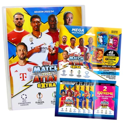 Topps Match Attax Karten Champions League Extra 2023-2024 - 1 Mappe + 1 Multipack Sammelkarten von Generisch