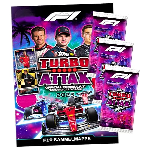 Topps Turbo Attax Karten 2023 Formula 1 - Sammelkarten - Trading Cards - 1 Mappe + 3 Booster von Generisch