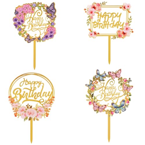 Tortenaufsätze: 4-teiliges Set mit Blumen- und Schmetterlingsmotiven – wiederverwendbare Dekoration für Hochzeit, Geburtstag, Jubiläumskuchen, Set 1 Tortenaufsätze: 4-teiliges Set mit Blumen- und Schmetterlingsmotiven – wiederverwendbare Dekoration für Hochzeit, Geburtstag, Jubiläumskuchen, Set 1 von Generisch