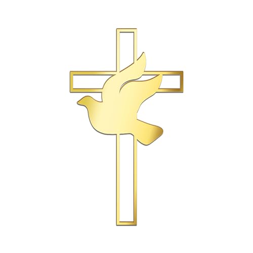 Tortenaufsatz für Taufe, Kommunion, Kreuz, Acryl, goldfarben, 10 x 14,8 cm von Generisch