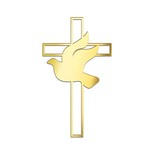 Tortenaufsatz mit goldenem Kreuz, Acryl, für Taufe und Kommunion, 10 x 14,8 cm von Generisch