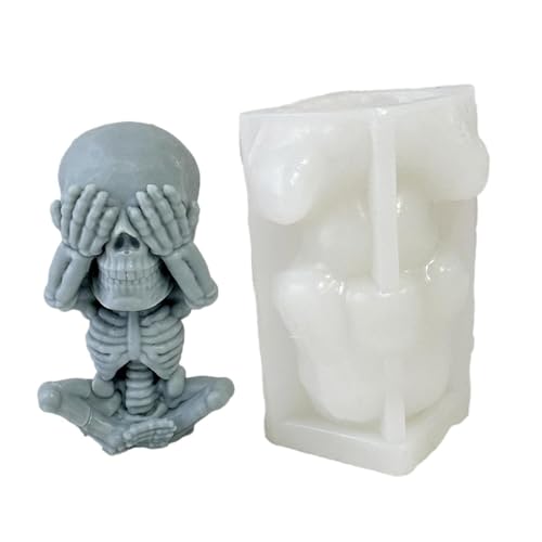 Totenkopf-Silikonform, "See Speak Hear No Evil", 3D-Totenkopf-Figuren, Bastelwerkzeug, Kerzenherstellung, Epoxidharz, Gieß-Silikonform für Sammlerfiguren, Heimdekor- Totenkopf-Silikonform, "See Speak Hear No Evil", 3D-Totenkopf-Figuren, Bastelwerkzeug, Kerzenherstellung, Epoxidharz, Gieß-Silikonform für Sammlerfiguren, Heimdekor- von Generisch