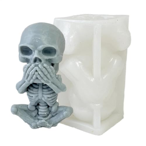 Totenkopf-Silikonform – "Hear See Speak No Evil", dekoratives Werkzeug zur Herstellung von Figuren, Kunsthandwerk, Kerzenherstellung, Epoxidharz, Gieß-Silikonform für Sammlerfiguren, Heimdekor- Totenkopf-Silikonform – "Hear See Speak No Evil", dekoratives Werkzeug zur Herstellung von Figuren, Kunsthandwerk, Kerzenherstellung, Epoxidharz, Gieß-Silikonform für Sammlerfiguren, Heimdekor- von Generisch