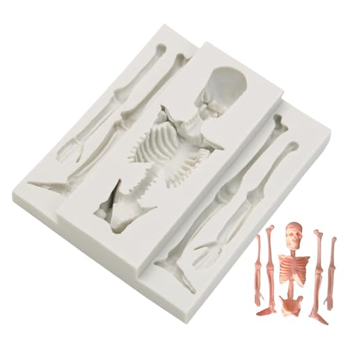 Totenkopf-Skelett-Silikonformen, Halloween-Schädel-Skelett-Formen | Küche Backform Silikon Kerzenmacher Schokoladenformen von Generisch