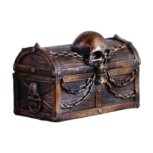 Totenkopf-Vintage-Schatz-Aufbewahrungsbox – Staubdichte Tisch-Schmuckschatulle Mit Deckel, Gothic-Piraten-Schmuckschatulle Mit Totenkopf- Und Kettendekoration, Geeignet Für Piraten-Partygeschenke Totenkopf-Vintage-Schatz-Aufbewahrungsbox – Staubdichte Tisch-Schmuckschatulle Mit Deckel, Gothic-Piraten-Schmuckschatulle Mit Totenkopf- Und Kettendekoration, Geeignet Für Piraten-Partygeschenke von Generisch