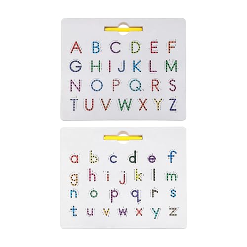 Tracing Board Kinderbuchstabe – doppelseitiges magnetisches Zeichenbrett mit Alphabet-Schablone, Stiellernbrett für Vorschulschreibübungen | Lernspielzeug von Generisch