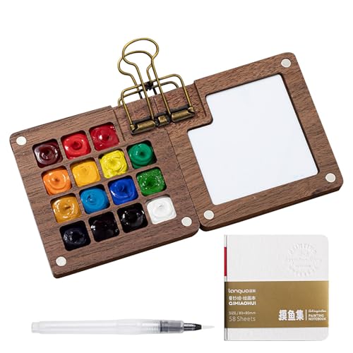 Tragbare Aquarellpalette, Holz-Aquarell-Palette, tragbare Aquarell-Palette für Anfänger, praktische Malpalette, Reise-Set, magnetische Skizzenbuch-Palette, 8/15 Raster Tragbare Aquarellpalette, Holz-Aquarell-Palette, tragbare Aquarell-Palette für Anfänger, praktische Malpalette, Reise-Set, magnetische Skizzenbuch-Palette, 8/15 Raster von Generisch