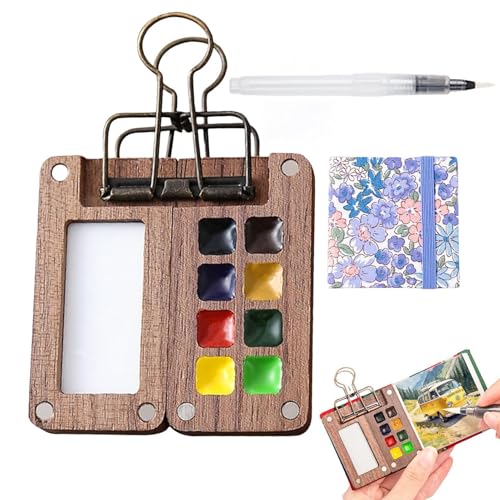 Tragbare -Farbpalette, Holz, 8 Mulden, leere Aquarellpalette, kleine Farbaufbewahrung, Reisekünstler, Outdoor-Skizze, Aquarell-Set, kleine Aquarell-Farbpalette für den Außenbereich Tragbare -Farbpalette, Holz, 8 Mulden, leere Aquarellpalette, kleine Farbaufbewahrung, Reisekünstler, Outdoor-Skizze, Aquarell-Set, kleine Aquarell-Farbpalette für den Außenbereich von Generisch