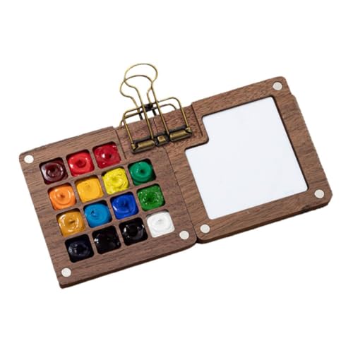 Generisch Tragbare Skizzenbuch-Palette mit 15 Fächern, Mini-Walnussholz, Reiseetui, 15 Farben, Aquarell zum Zeichnen Generisch Tragbare Skizzenbuch-Palette mit 15 Fächern, Mini-Walnussholz, Reiseetui, 15 Farben, Aquarell zum Zeichnen von Generisch
