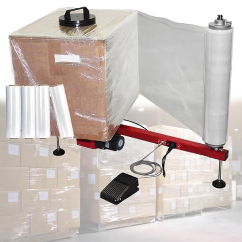 Tragbare elektrische Stretchfolie Wickelmaschine mit Drehteller, inklusive 4 Rollen, ideal für effizientes Verpacken und Sichern von Ladungen von Generisch