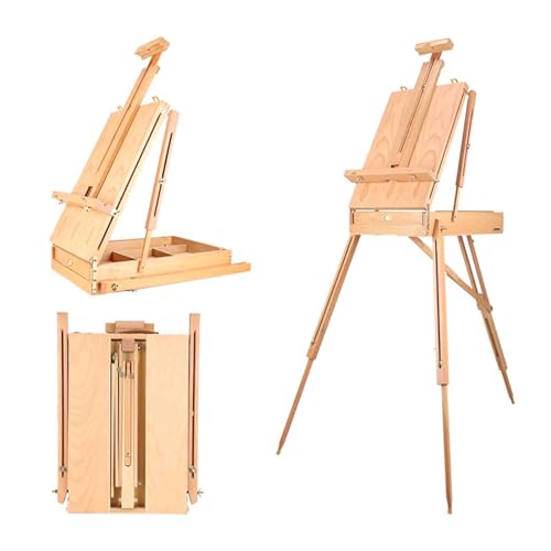 Tragbare französische Staffelei, verstellbarer Holzständer für Tisch- und Bodenmalerei, ideal für Künstler und Studenten Tragbare französische Staffelei, verstellbarer Holzständer für Tisch- und Bodenmalerei, ideal für Künstler und Studenten von Generisch