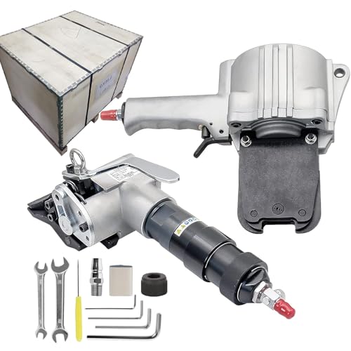 Tragbare pneumatische Verpackungsmaschine für Stahlumreifung, kombiniert Spann- und Versiegelungsfunktionen, ideal für industrielle Bandierung und Sicherung Tragbare pneumatische Verpackungsmaschine für Stahlumreifung, kombiniert Spann- und Versiegelungsfunktionen, ideal für industrielle Bandierung und Sicherung von Generisch