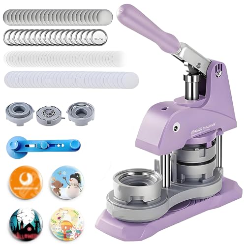 Tragbares individuelles Metallknopf-Maschinen-Set, DIY, runde Abzeichen, Knopf-Pin-Presse, mit 100-teiligem Pin-Zubehör-Set, mehrere Größen, Installationsfrei von Generisch