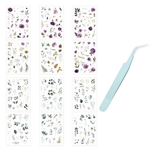 Transferaufkleber Blumen – 12 Stück Blumen-Aufkleber für DIY Projekte, Handgefertigte Notizbücher, Fotoalben und Tagebücher – Perfekt für Scrapbooking und Bastelarbeiten Transferaufkleber Blumen – 12 Stück Blumen-Aufkleber für DIY Projekte, Handgefertigte Notizbücher, Fotoalben und Tagebücher – Perfekt für Scrapbooking und Bastelarbeiten von Generisch