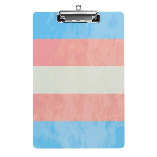 Transgender Pride Flaggen-Schild, Acryl-Klemmbrett, 21,6 x 31,8 cm, mit Clips, tragbares, stapelbares Klemmbrett mit einziehbarer Schlaufe von Generisch