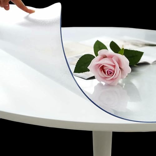 Transparente, runde Tischdecke, kristallklarer, abwaschbarer Tischschutz, hochglänzende durchsichtige Folie für wasserdichte und einfache Reinigung Transparente, runde Tischdecke, kristallklarer, abwaschbarer Tischschutz, hochglänzende durchsichtige Folie für wasserdichte und einfache Reinigung von Generisch