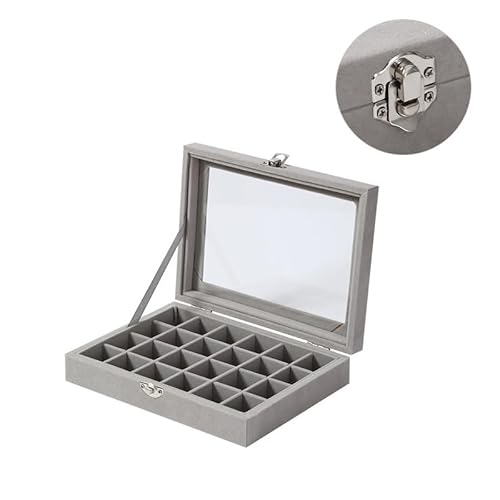 Transparente Aufbewahrungsbox aus Samt mit Klappdeckel für Schmuck, Ohrringe, Ringe, Halsketten, Anhänger, Schmuckkästchen von Generisch