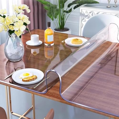 Transparente Kunststoff-Schreibtischabdeckung, 2 mm dick, wasserdicht, rechteckig, Tischabdeckung, transparenter Esstischschutz, kratzfeste Schreibtisch- und Couchtischunterlage (75 x 160 cm) von Generisch