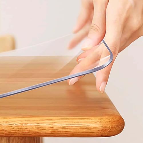 Transparente Kunststoff-Tischdecke, 2 mm dick, wasserdicht und öldicht, rechteckig, hitzebeständiges PVC für Esszimmer und Zuhause, 85 x 190 cm von Generisch