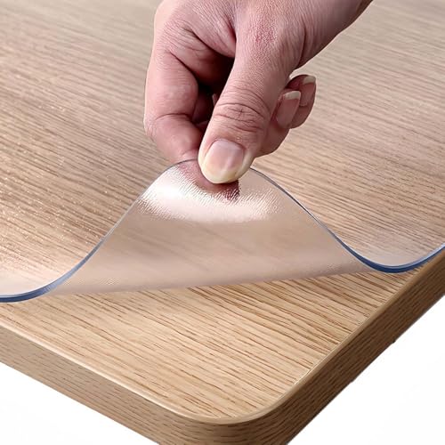 Transparente Kunststoff-Tischdecke, rechteckig, auslaufsicher, Vinyl-Abdeckung für Ess- und Küchentische, transparente Schreibtischschutzmatte, hitzebeständig, abwischbarer Oberflächenschutz und Transparente Kunststoff-Tischdecke, rechteckig, auslaufsicher, Vinyl-Abdeckung für Ess- und Küchentische, transparente Schreibtischschutzmatte, hitzebeständig, abwischbarer Oberflächenschutz und von Generisch