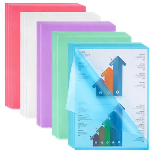 Transparente Kunststoffmappen, A4, A4, 5 Farben, Kunststoffhüllen, transparent, seitlich geschnitten, für Arbeit, Bericht, Schule, Projekt, Präsentation, 20 Stück Transparente Kunststoffmappen, A4, A4, 5 Farben, Kunststoffhüllen, transparent, seitlich geschnitten, für Arbeit, Bericht, Schule, Projekt, Präsentation, 20 Stück von Generisch