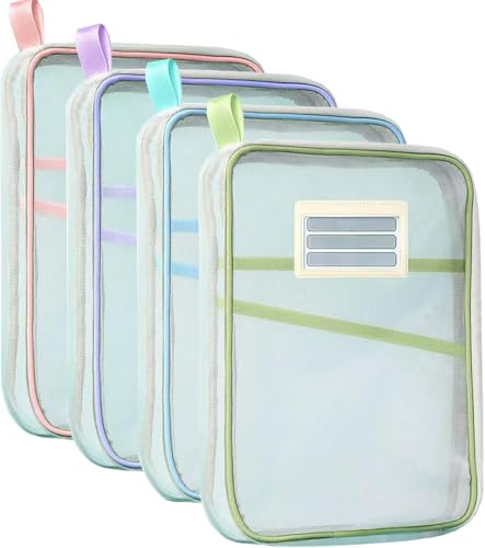 Transparente Nylon-Dokumententasche – A4-Dokumententasche mit Reißverschluss, mit verstellbarem Riemen, leicht, für Schulbedarf (4 Stück) von Generisch