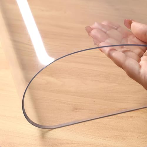 Transparente PVC-Tischabdeckung, 1,5 mm, wasserdicht, hitzebeständig, Tischdecke für Couchtisch und Schreibtisch, rechteckige Schreibtischunterlage, 90 x 150 cm von Generisch