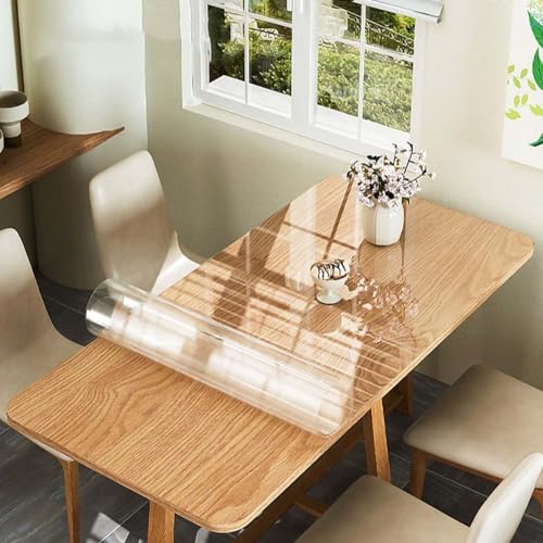 Transparente PVC-Tischabdeckung, 1,5 mm dick, strapazierfähig, wasserdicht, Kunststoff-Tischdecke für Esstische, leicht zu reinigende Tischmatte von Generisch