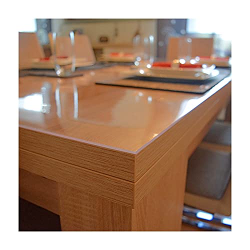 Transparente PVC-Tischabdeckung, wasserdicht, hitzebeständig, weiches Glas für Küche und Teetisch, rutschfestes, rechteckiges Design (1,5 mm, 75 x 90 cm) von Generisch