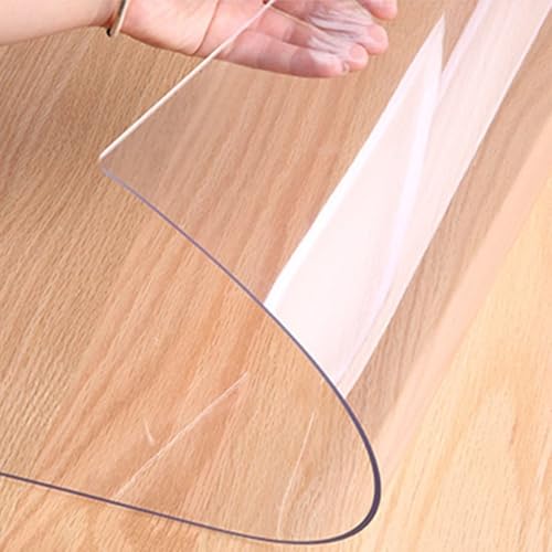 Transparente PVC-Tischabdeckung, wasserdicht, leicht zu schneiden, 2 mm dick, 90 x 140 cm, perfekt für Esszimmertische und transparenter Tischschutz von Generisch