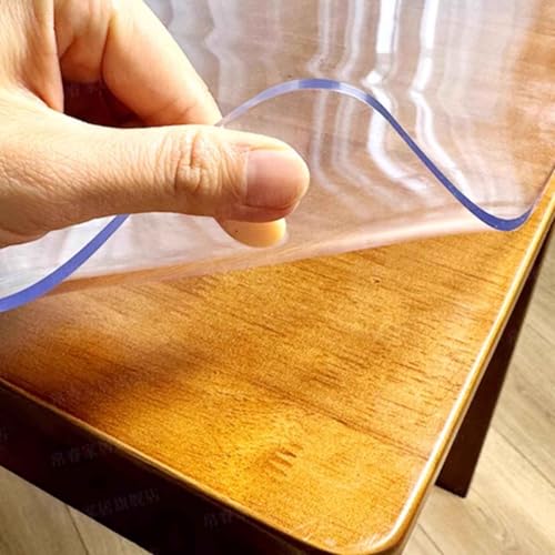 Transparente PVC-Tischdecke, 2 mm dick, wasserdicht, Vinyl-Tischdecke, öl- und leicht abwischbar, rechteckige Matte (100 x 180 cm) von Generisch