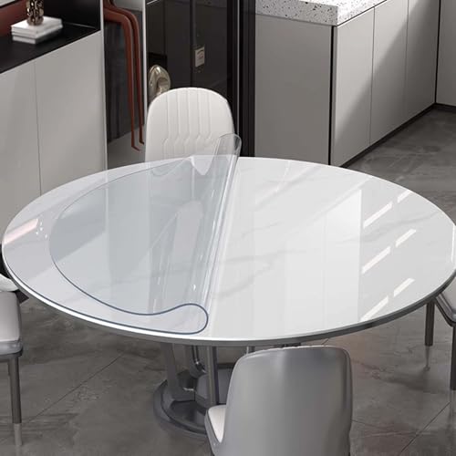 Transparente PVC-Tischdecke, rund, leicht zu reinigen, wasserdicht, Tischdecke für Zuhause und Küche, 155 cm Durchmesser, transparenter Tischschutz von Generisch