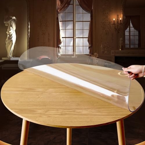 Transparente PVC-Tischdecke, rund, wasserdicht, Ess- und Küchenschutz, runde Holzmöbelmatte, stilvolle Heimdekoration für Esstische Transparente PVC-Tischdecke, rund, wasserdicht, Ess- und Küchenschutz, runde Holzmöbelmatte, stilvolle Heimdekoration für Esstische von Generisch