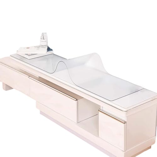 Transparente PVC-Tischdecke, wasserdicht, öldicht, abwischbar, rechteckig, Kunststoffschutz für Küche, Esszimmer, Couchtisch, transparente Tischdecke für einfache Reinigung und Schutz von Generisch