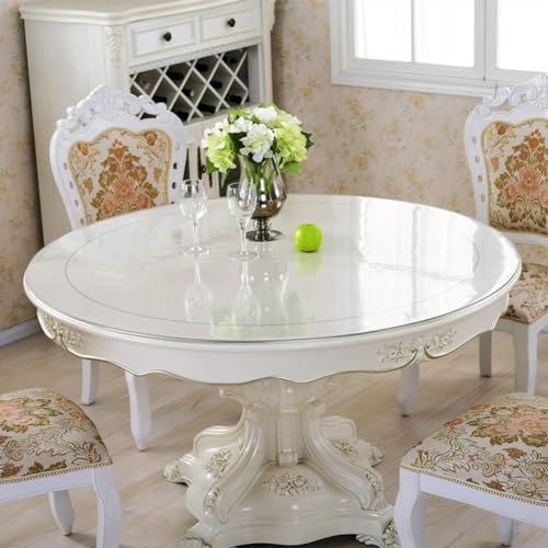Transparente PVC-Tischdecke, wasserdicht und waschbar, 130 cm Durchmesser, 2,0 mm dick, Schreibtischunterlage, langlebig, runde Tischdecke für Zuhause und Esszimmer Transparente PVC-Tischdecke, wasserdicht und waschbar, 130 cm Durchmesser, 2,0 mm dick, Schreibtischunterlage, langlebig, runde Tischdecke für Zuhause und Esszimmer von Generisch